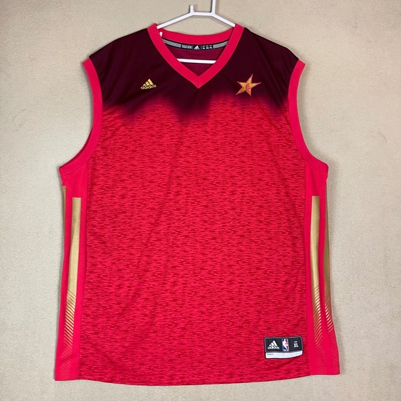 Adidas NBA All Star Jersey XL Red Gold Basketball Tank Top Sleeveless - Picture 1 of 11